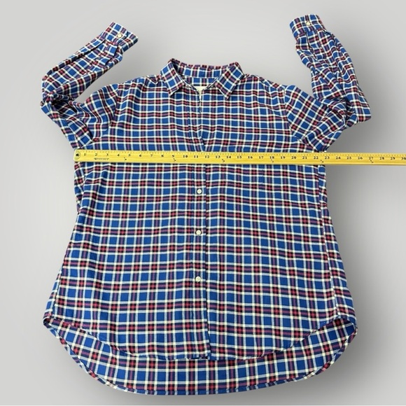 Grayson Shirt Blue Red Hero Plaid Feathered Cotton Flannel Button Down Size - Picture 11 of 14